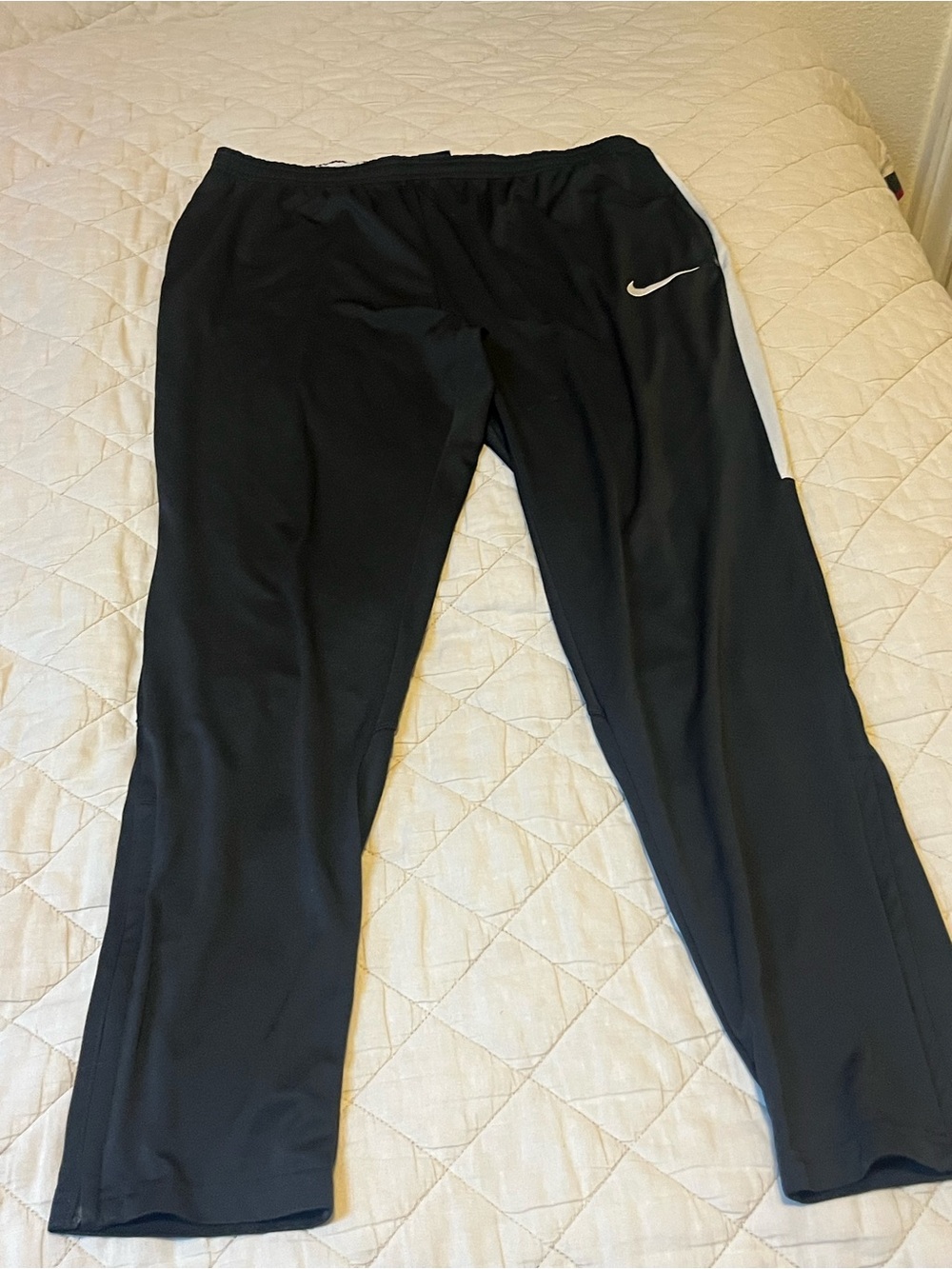 Nike Black Dri-FIT Track Pants with White Trim